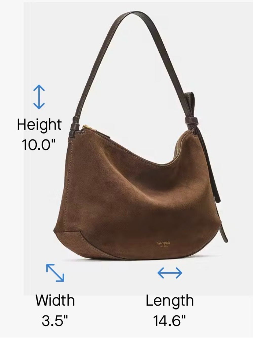 Kate Spade Loop Suede Large Shoulder Bag Hot Fudge Brown - Picture 16 of 16